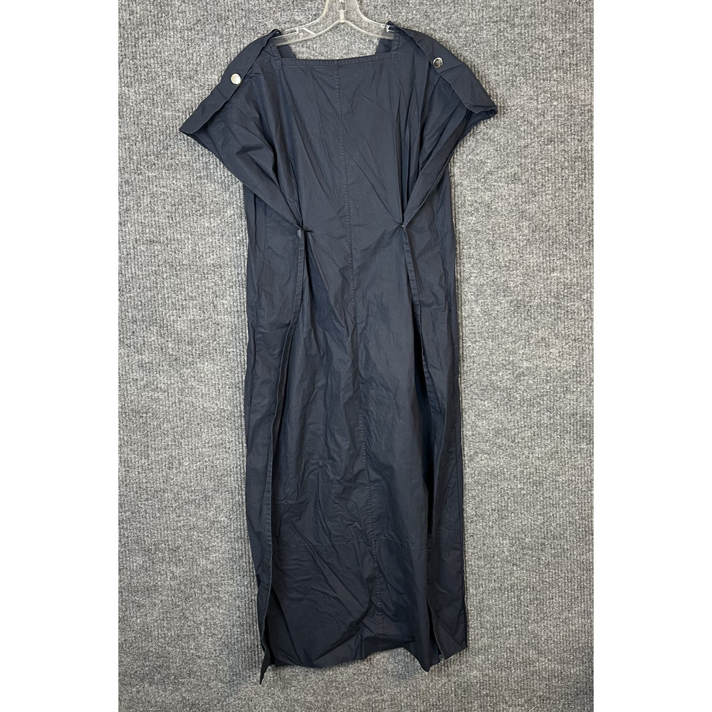 Plan C Button Back Midi Dress Size 38 Blue Short Sleeve Luxury Capsule